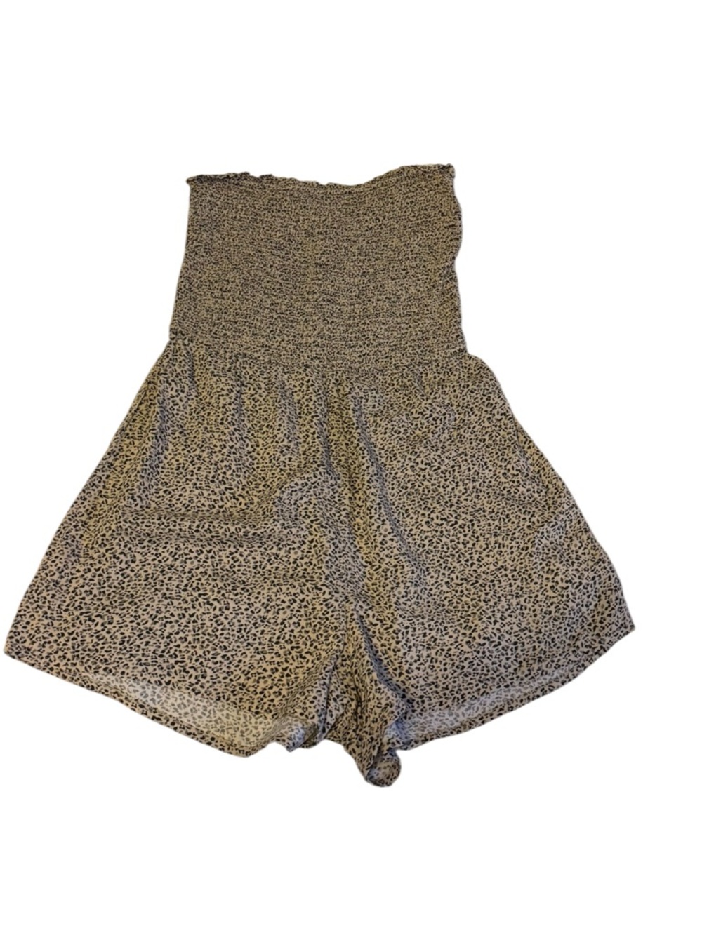 Abercrombie & Fitch beige and Black Leopard Strapless Shorts Romper